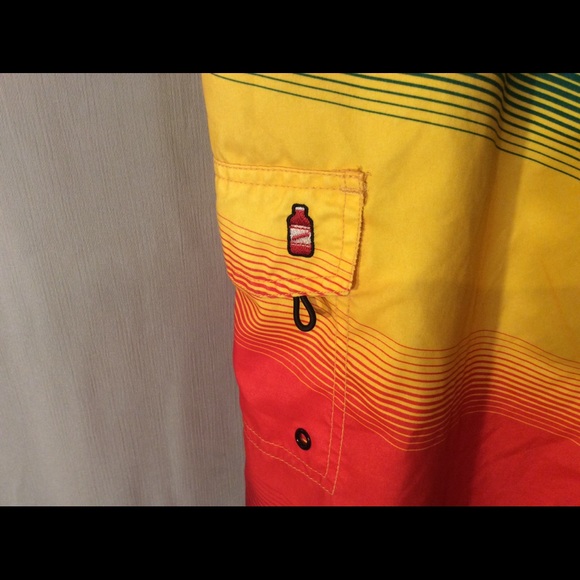 Red Stripe swim trunks. Size 38. - Picture 3 of 5